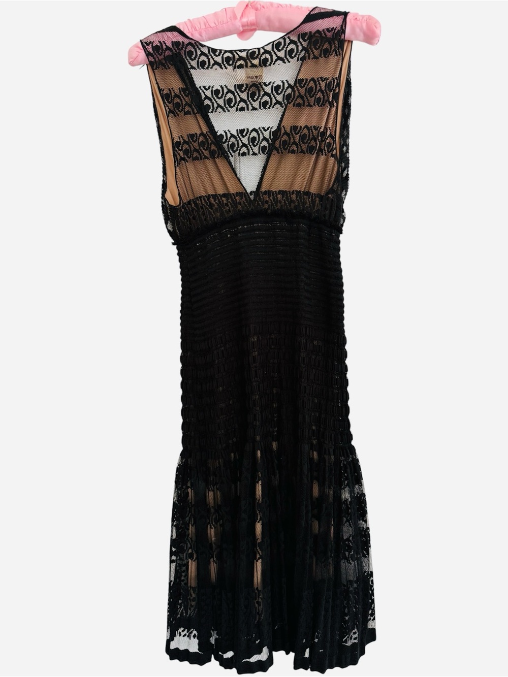 Sheer Layered Lace dress in Black and Beige